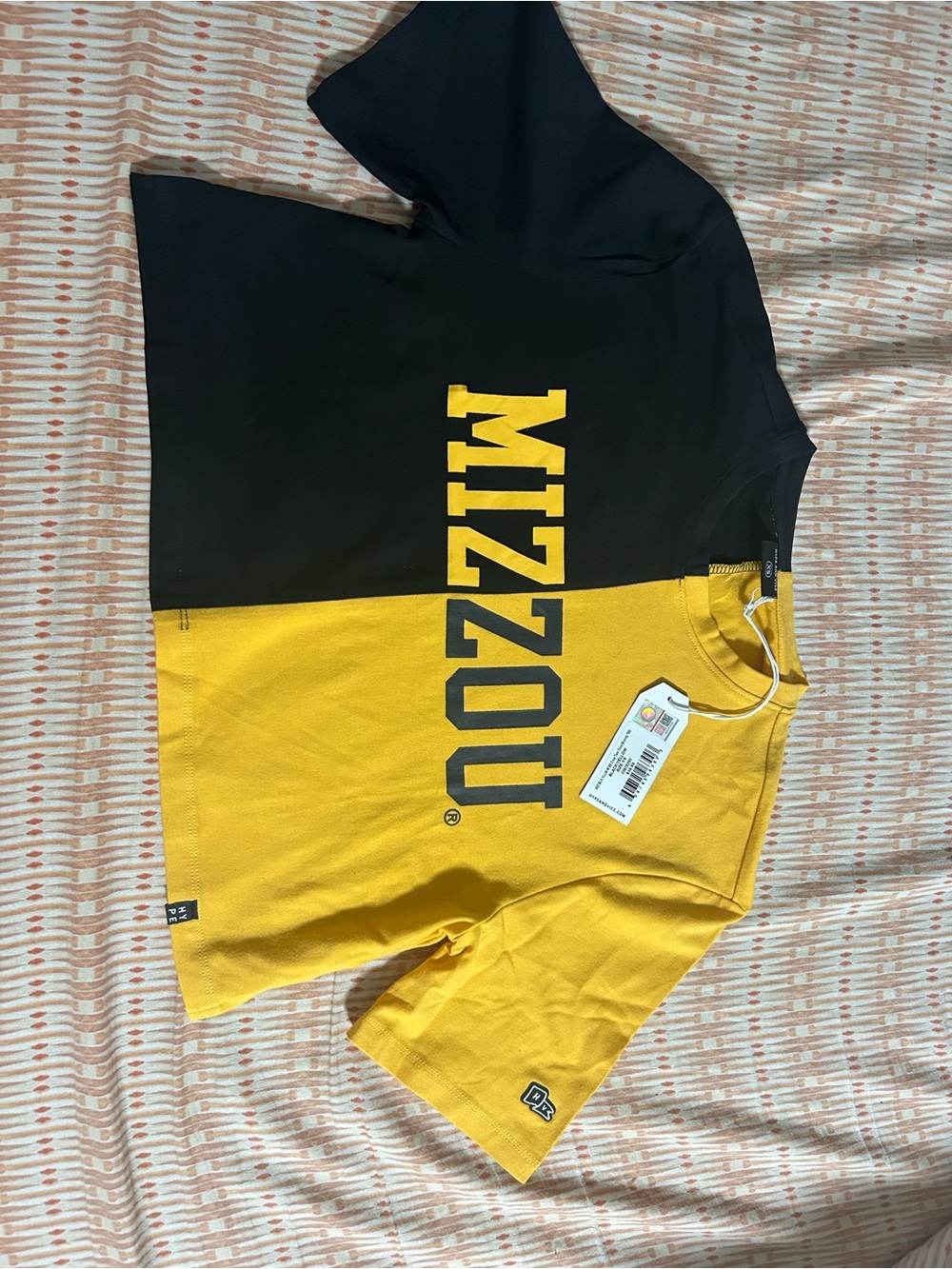 Mizzou Split-Block Short Sleeve Tee - Black & Yellow